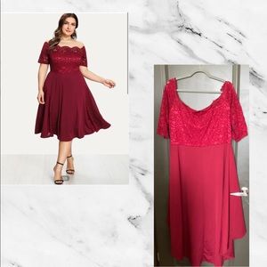 Guipure Lace Bodice off the shoulder dress